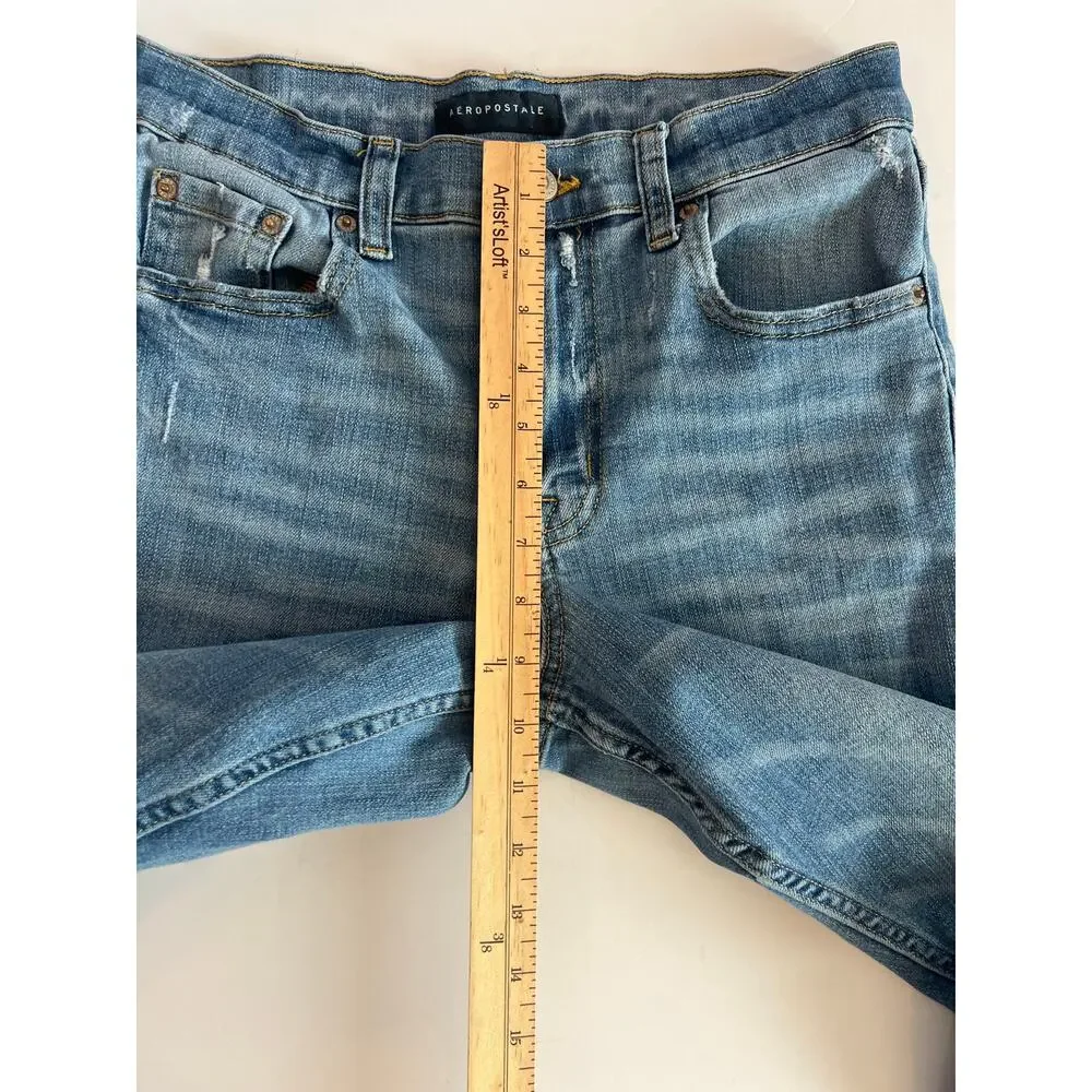 AREOPOSTALE HIGH RISE FLARE LEG JEANS MEDIUM LIGHT BLUE SIZE 8